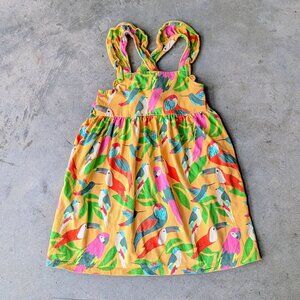 Tea Collection Girls Yellow Parrot Tropical Bird Dress size 3